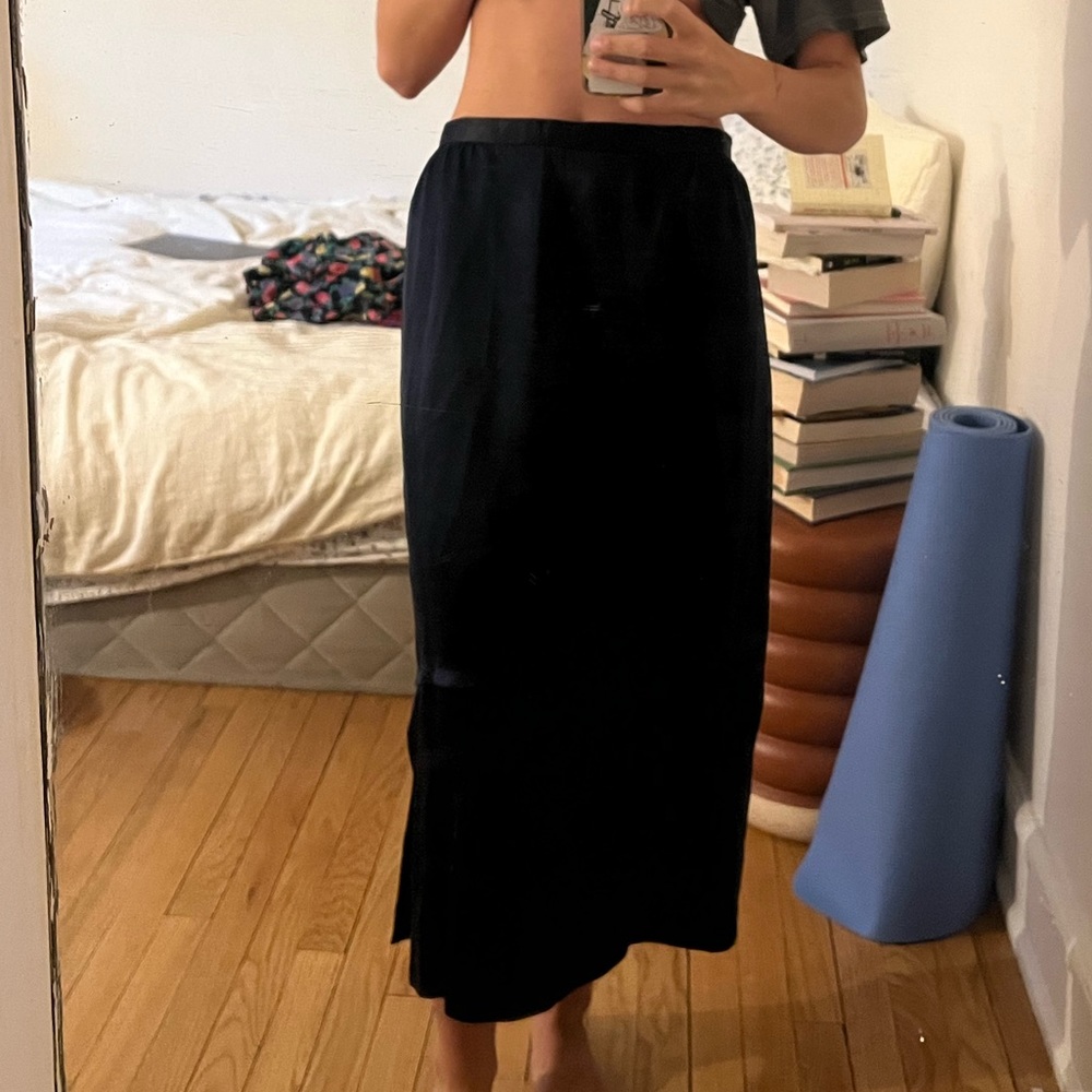 Navy silk maxi skirt